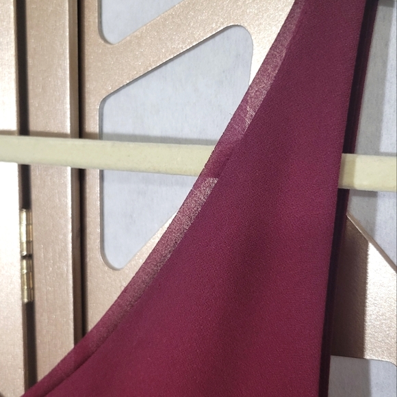 NWT BANANA REPUBLIC Wine Pleated Satin & Chiffon Dress - Picture 3 of 13